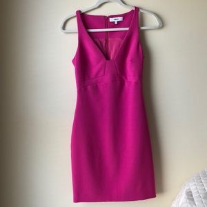 Likely hot pink fitted cocktail dress